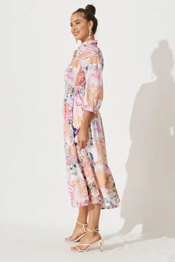 Sale Lyn Midi Dress In Rust Patch Floral Dresses|Casual