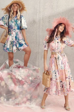 Discount Lynette Midi Dress In Rust Patch Floral Dresses|Casual