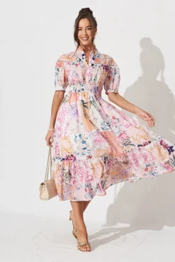 Discount Lynette Midi Dress In Rust Patch Floral Dresses|Casual