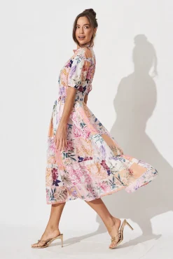 Discount Lynette Midi Dress In Rust Patch Floral Dresses|Casual