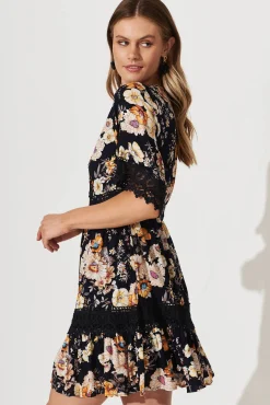 Sale Macca Dress In Ink With Rust Floral Dresses|Casual