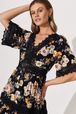 Sale Macca Dress In Ink With Rust Floral Dresses|Casual