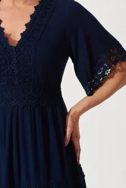 Outlet Macca Dress In Navy Dresses|Casual