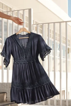 Outlet Macca Dress In Navy Dresses|Casual