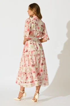 New Mackenzie Maxi Shirt Dress in Blush Floral Dresses|Party