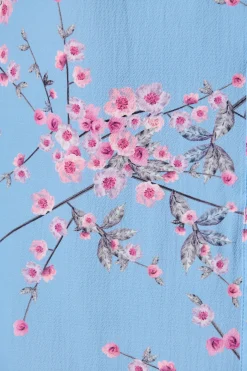 New Maddison Shirt Dress In Pale Blue With Pink Cherry Blossom Dresses|Casual