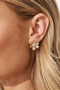 Online Mae Floral Earrings In Gold Jewellery|Engagement Party