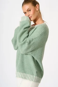 Best Maggie Knit in Sage Marle Wool Blend Knitwear|Knitwear