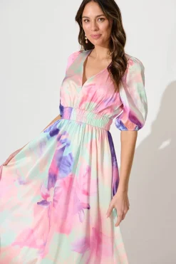 Discount Magnetism Maxi Dress In Pastel Watercolour Floral Dresses|Cocktail