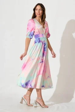 Discount Magnetism Maxi Dress In Pastel Watercolour Floral Dresses|Cocktail