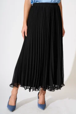 Discount Magnolia Maxi Pleat Skirt in Black Chiffon Bottoms|Skirts & Shorts