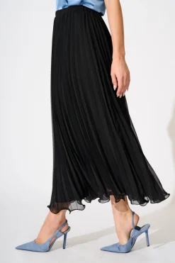 Discount Magnolia Maxi Pleat Skirt in Black Chiffon Bottoms|Skirts & Shorts