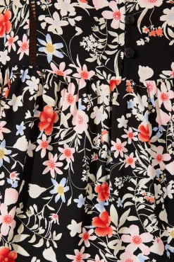 Fashion Maila Top In Black With Blush Multi Floral Tops|Casual