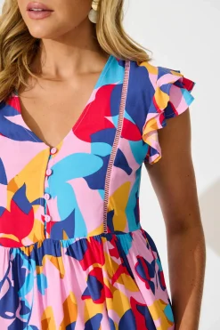 Outlet Maila Top In Bright Multi Leaf Print Tops|Casual