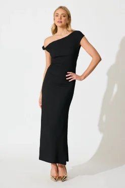 Outlet Malena One Shoulder Maxi Dress in Black Dresses|Party
