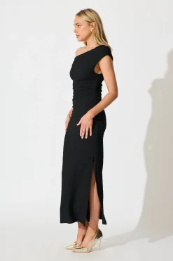 Outlet Malena One Shoulder Maxi Dress in Black Dresses|Party