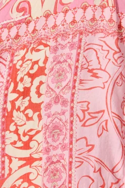 Sale Malhia Shirt Dress in Pink with Red Cotton Blend Dresses|Party