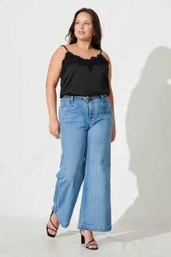Sale Manthis Cami Top In Black Satin Tops|Party & Occasion