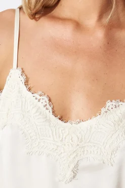 Hot Manthis Cami Top In Cream Satin Tops|Party & Occasion
