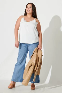Hot Manthis Cami Top In Cream Satin Tops|Party & Occasion