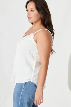 Hot Manthis Cami Top In Cream Satin Tops|Party & Occasion