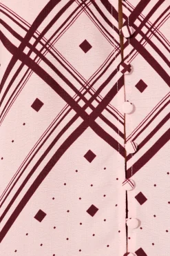 Discount Marcella Top in Pink with Wine Print Tops