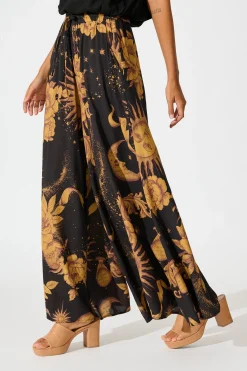 Best Mariah Pant in Black with Mustard Print Bottoms
