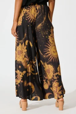 Best Mariah Pant in Black with Mustard Print Bottoms