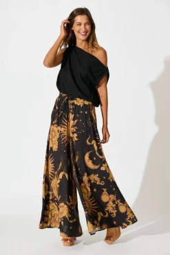 Best Mariah Pant in Black with Mustard Print Bottoms
