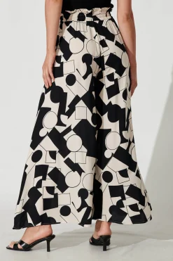 Discount Mariah Pant In Cream With Black Geometric Print Bottoms|Pants