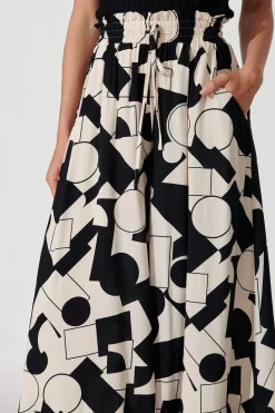 Discount Mariah Pant In Cream With Black Geometric Print Bottoms|Pants