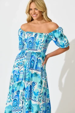 Outlet Mariam Midi Dress In Blue Multi Dresses|Casual
