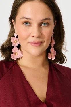 Online Mariana Double Flower Drop Earrings In Blush with Stone Jewellery