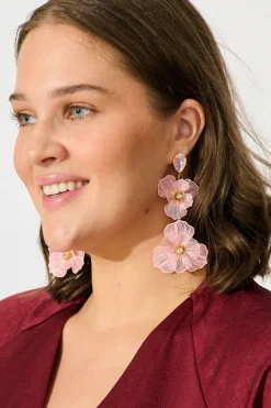 Online Mariana Double Flower Drop Earrings In Blush with Stone Jewellery