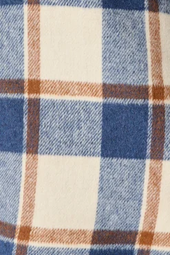 Best Mariana Shacket in Cream with Blue Check Wool Blend Outerwear|Outerwear