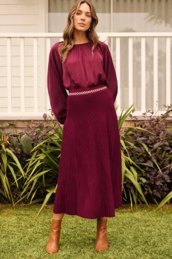 Discount Marianna Top in Wine Satin Tops|Workwear