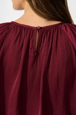 Discount Marianna Top in Wine Satin Tops|Workwear