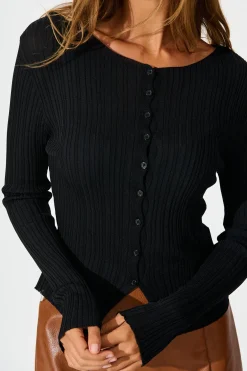 Sale Mariella Knit Cardigan in Black Knitwear|Knitwear