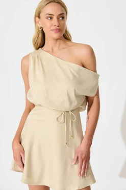 Fashion Marlow Dress in Beige Satin Dresses|Party