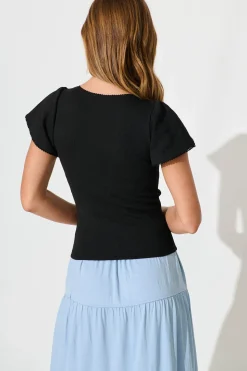 Discount Marsha Top In Black Cotton Tops|Casual