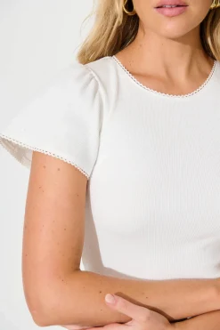Sale Marsha Top In White Cotton Tops|Casual