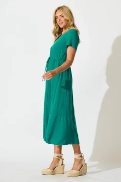 Discount Mary Midi Dress In Teal Linen Blend Dresses|Casual