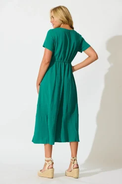 Discount Mary Midi Dress In Teal Linen Blend Dresses|Casual