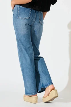 Clearance Maxille High Rise Wide Leg Jean in Mid Blue Denim Bottoms