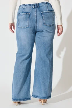 Clearance Maxille High Rise Wide Leg Jean in Mid Blue Denim Bottoms