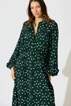 Best Meadowfall Midi Shirt Dress in Emerald with White Speckle Dresses|Casual
