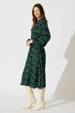 Best Meadowfall Midi Shirt Dress in Emerald with White Speckle Dresses|Casual