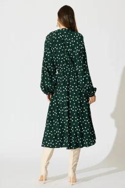 Best Meadowfall Midi Shirt Dress in Emerald with White Speckle Dresses|Casual