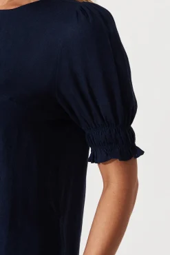 Discount Melanie Top In Navy Cotton Linen Blend Tops|Casual