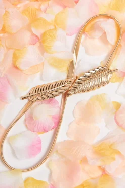 Clearance Melissa Leaf Stretch Belt In Gold Belts|Wedding Guest